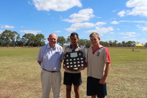 Mareeba Shire Mayor Cr. Tom Gilmore with the St Stephen’s Catholic College Representatives Jeremy Mackay and Braydon Prandolini.